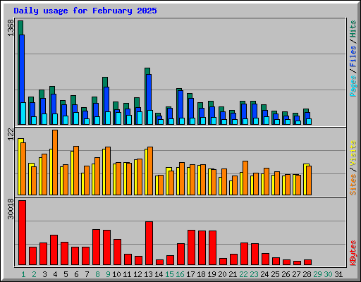 Daily usage for February 2025