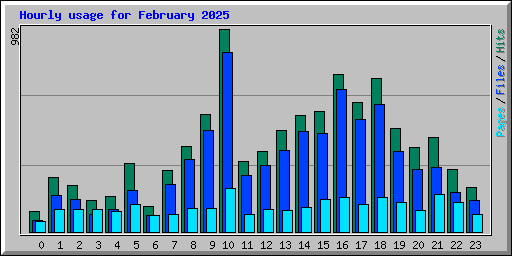 Hourly usage for February 2025